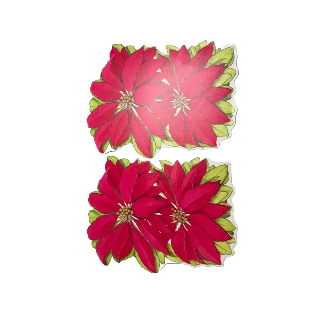 Vintage Eureka USA Poinsettia Die-Cuts Holiday Wall Decor - Set of 2